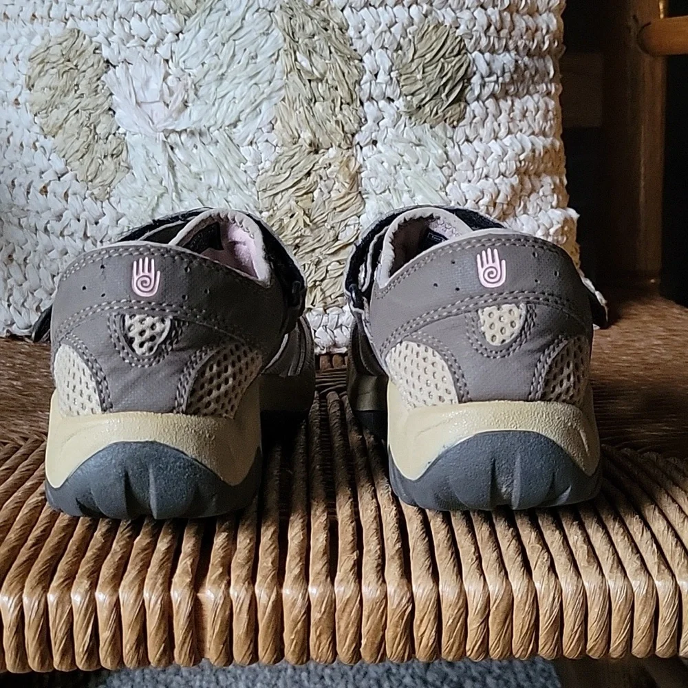 Teva sandals, brown, tan, gray, pink, size 3.